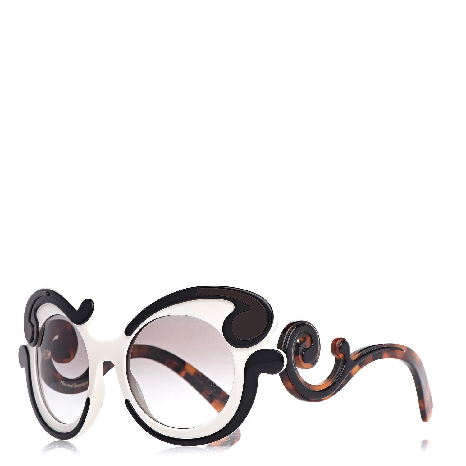 Prada Minimal Baroque Sunglasses SPR 23N Chalk White Black Cocoa 1 of 8