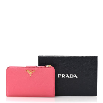 Prada Saffiano Metal Compact Wallet Peonia Begonia 9 of 9