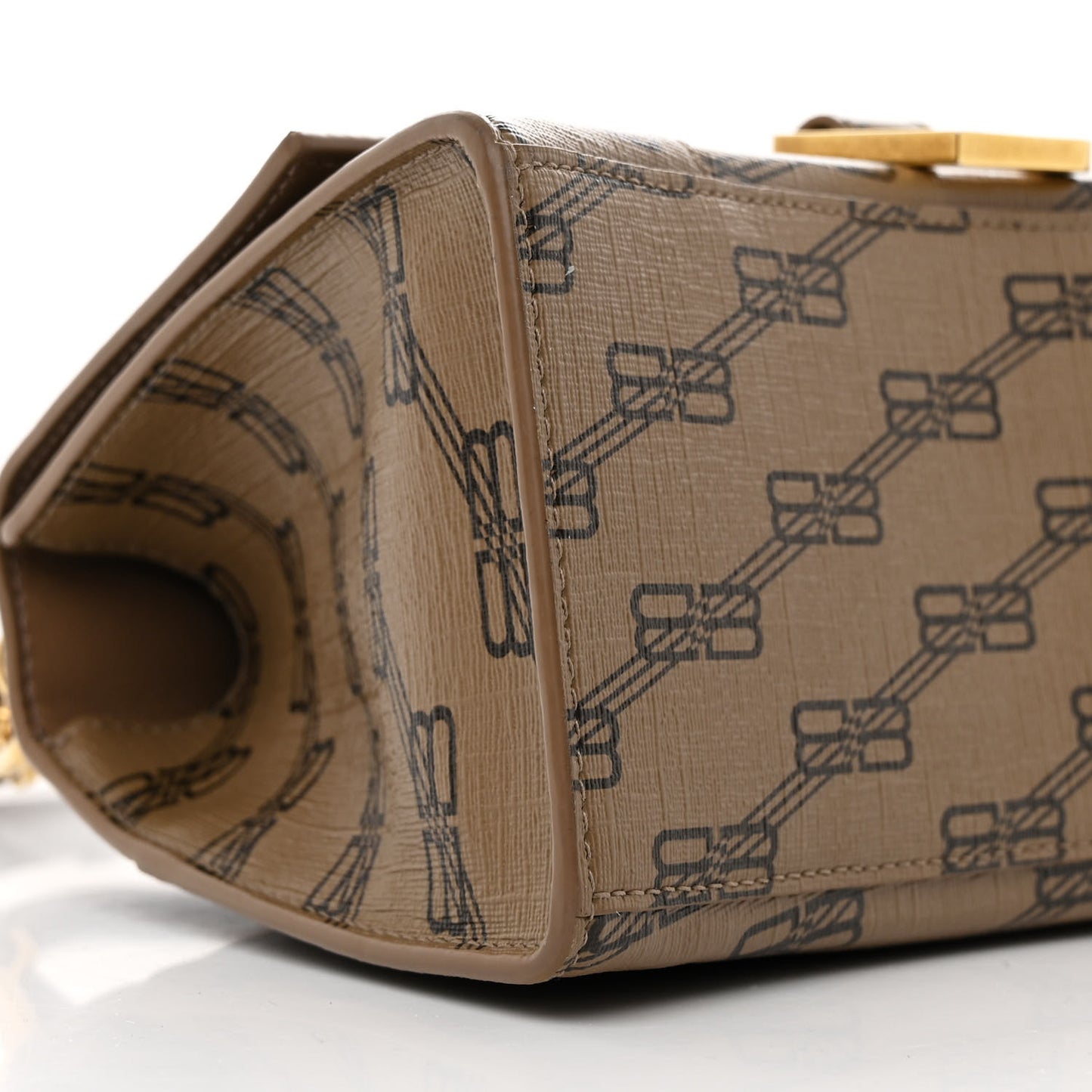 Coated Canvas BB Monogram Small Hourglass Top Handle Bag Beige Brown