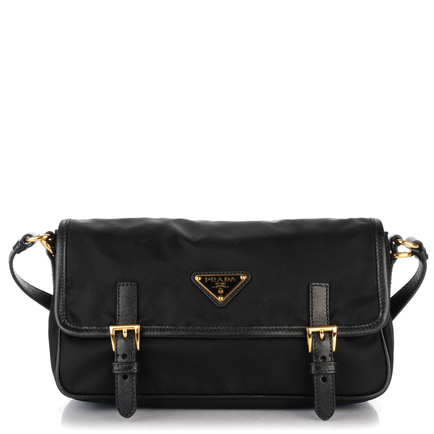 Tessuto Nylon Saffiano Messenger Bag Nero Black