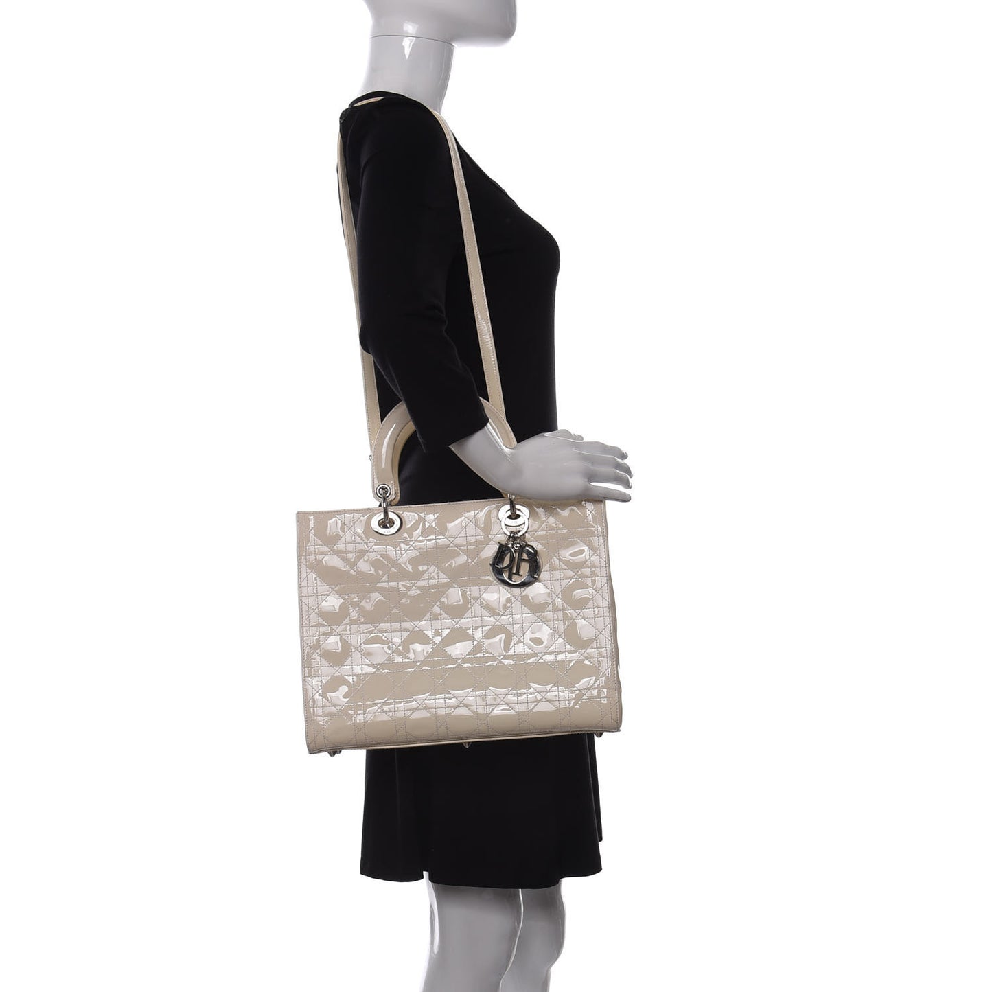 Patent Cannage Large Lady Dior White