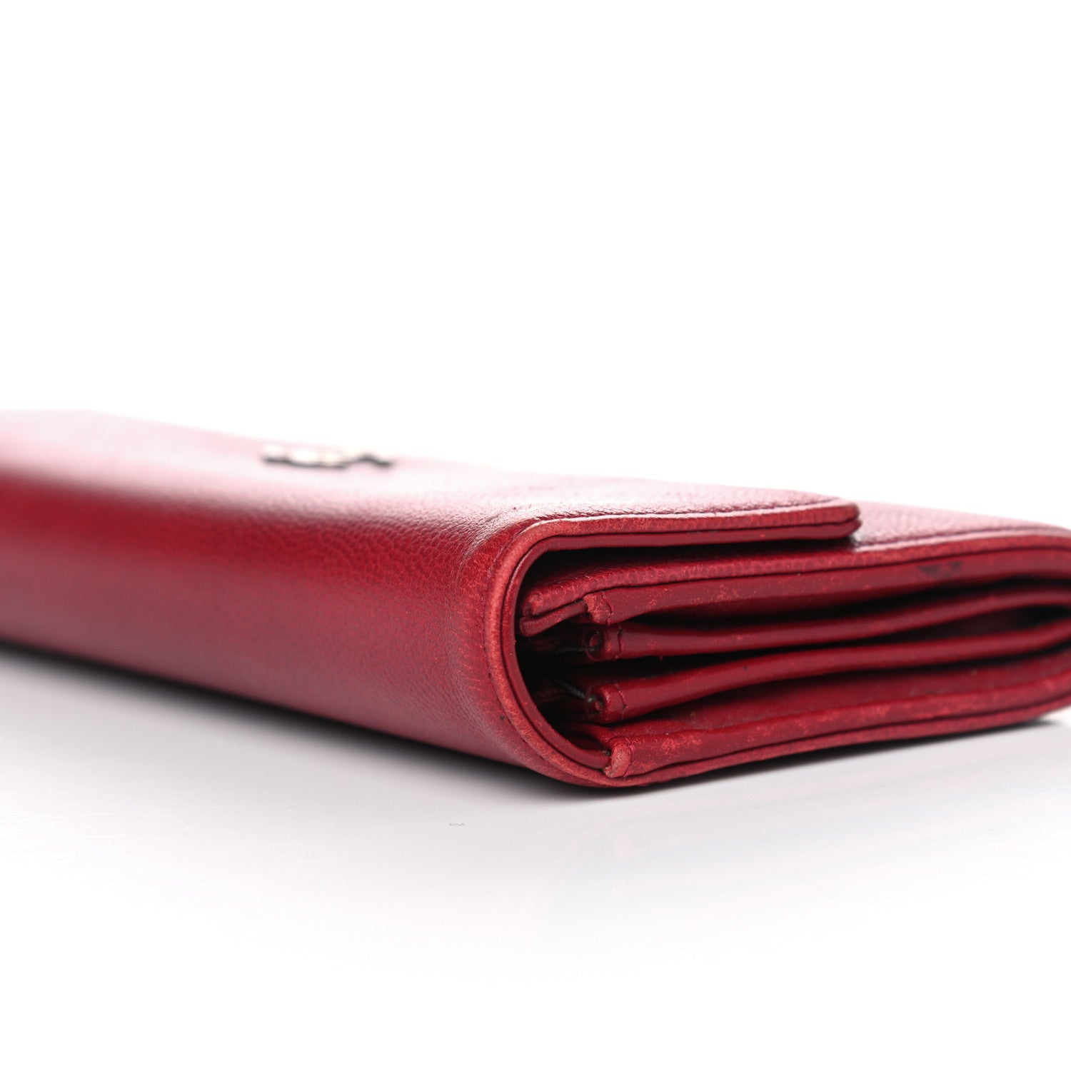 Chanel Caviar Sevruga CC Large Gusset Flap Wallet Red 10 of 11