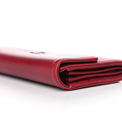 Chanel Caviar Sevruga CC Large Gusset Flap Wallet Red 10 of 11