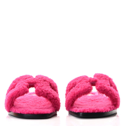 Hermes Woolskin Oran Sandals 37.5 Rose Fuchsia 2 of 10