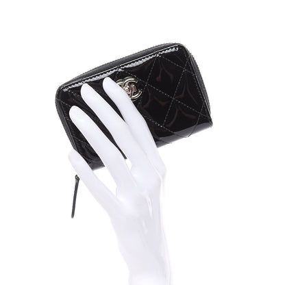 Chanel Patent Quilted Coco Boy Zip Coin Purse Black 2 of 8