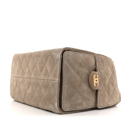 Chanel Suede Quilted Small Chanel 25 Handbag Dark Grey 10 of 11