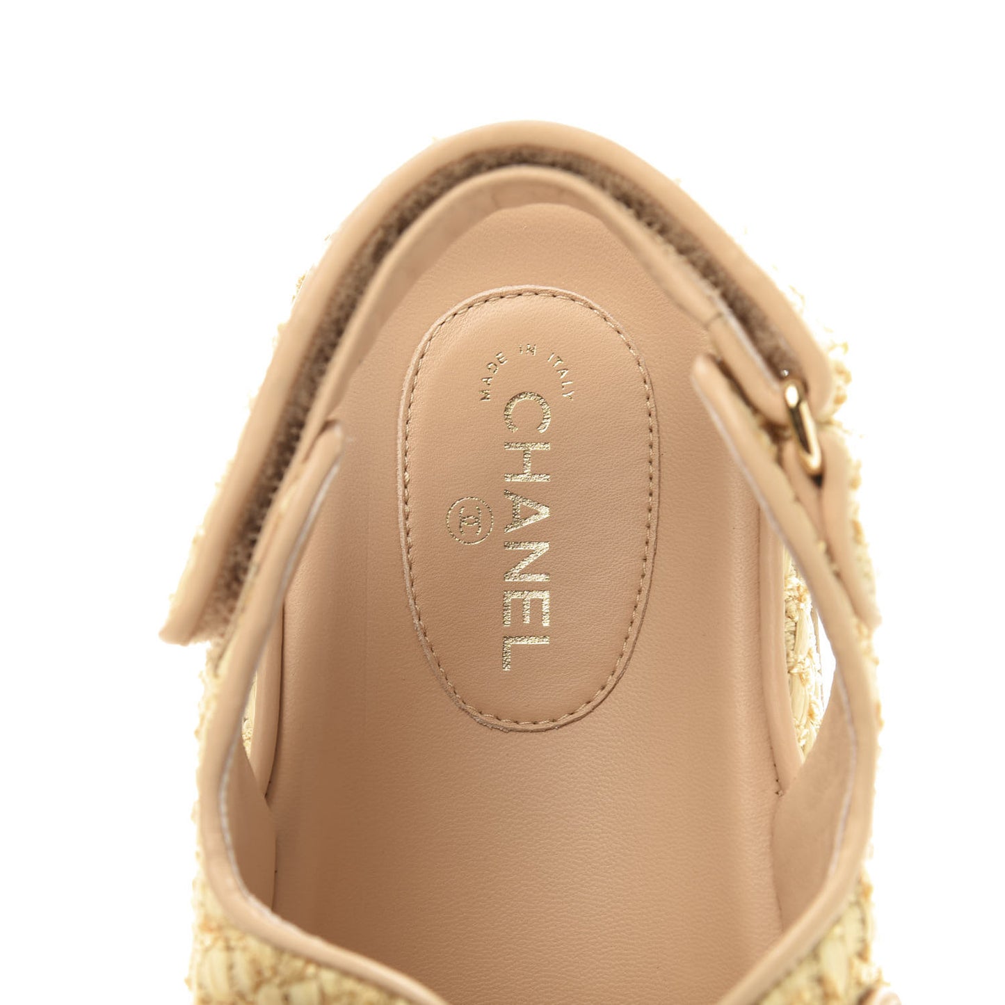 Braided Fabric Velcro Dad Sandals 40 Beige