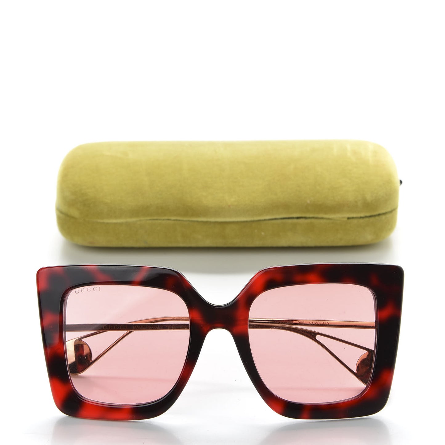 Acetate Oversize Square Frame GG0435S Sunglasses Red Havana
