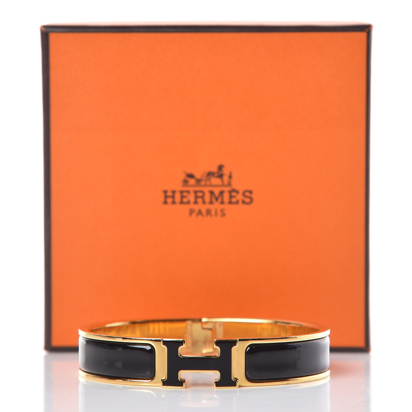 Enamel Narrow Clic Clac H Bracelet GM Black