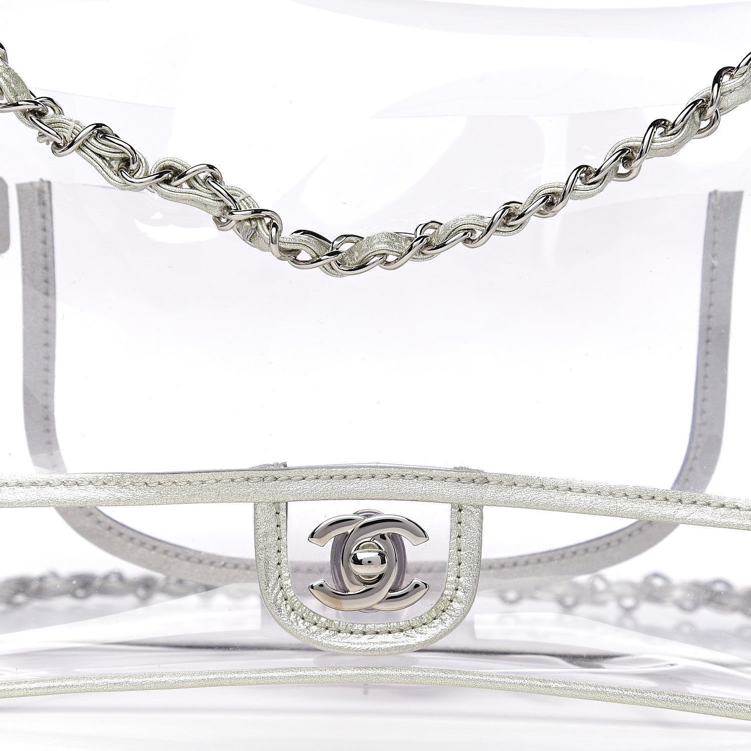 Chanel Lambskin Vinyl Large Naked Flap Silver 9 of 9