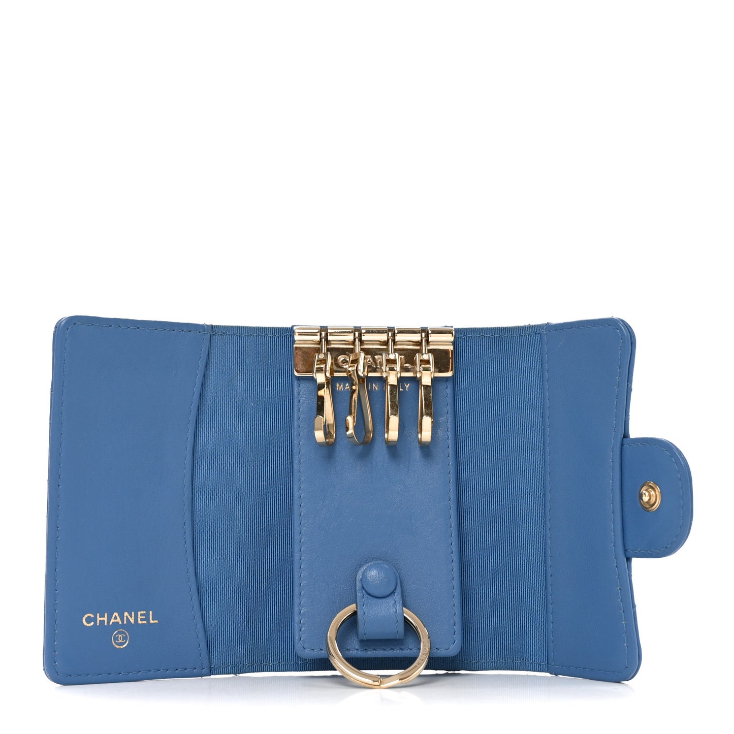 Lambskin Quilted 4 Key Holder Blue