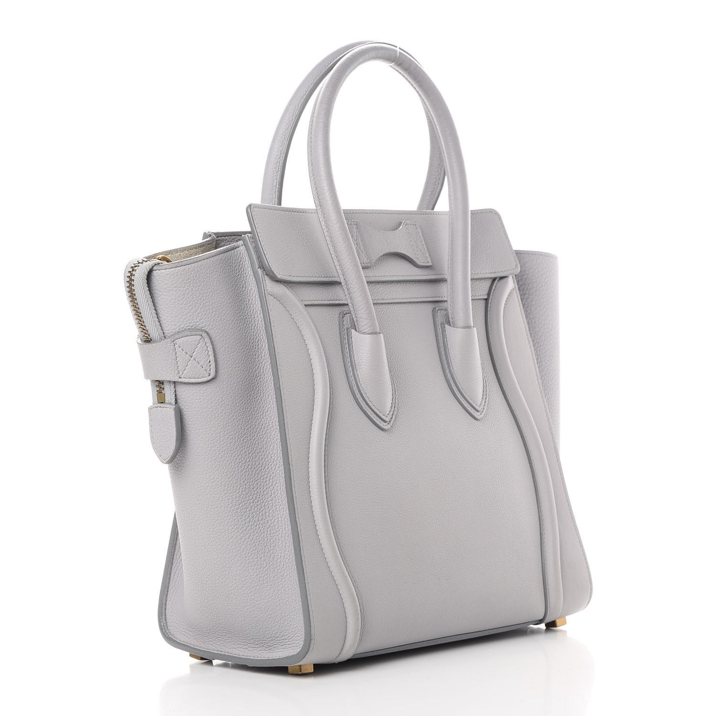 Drummed Calfskin Micro Luggage Light Grey