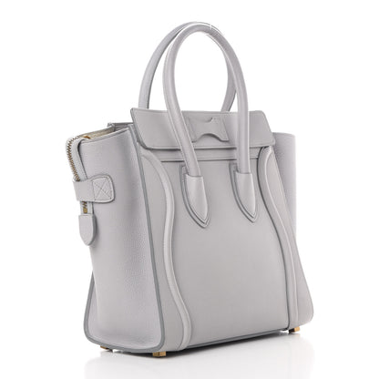 Celine Drummed Calfskin Micro Luggage Light Grey 3 of 12