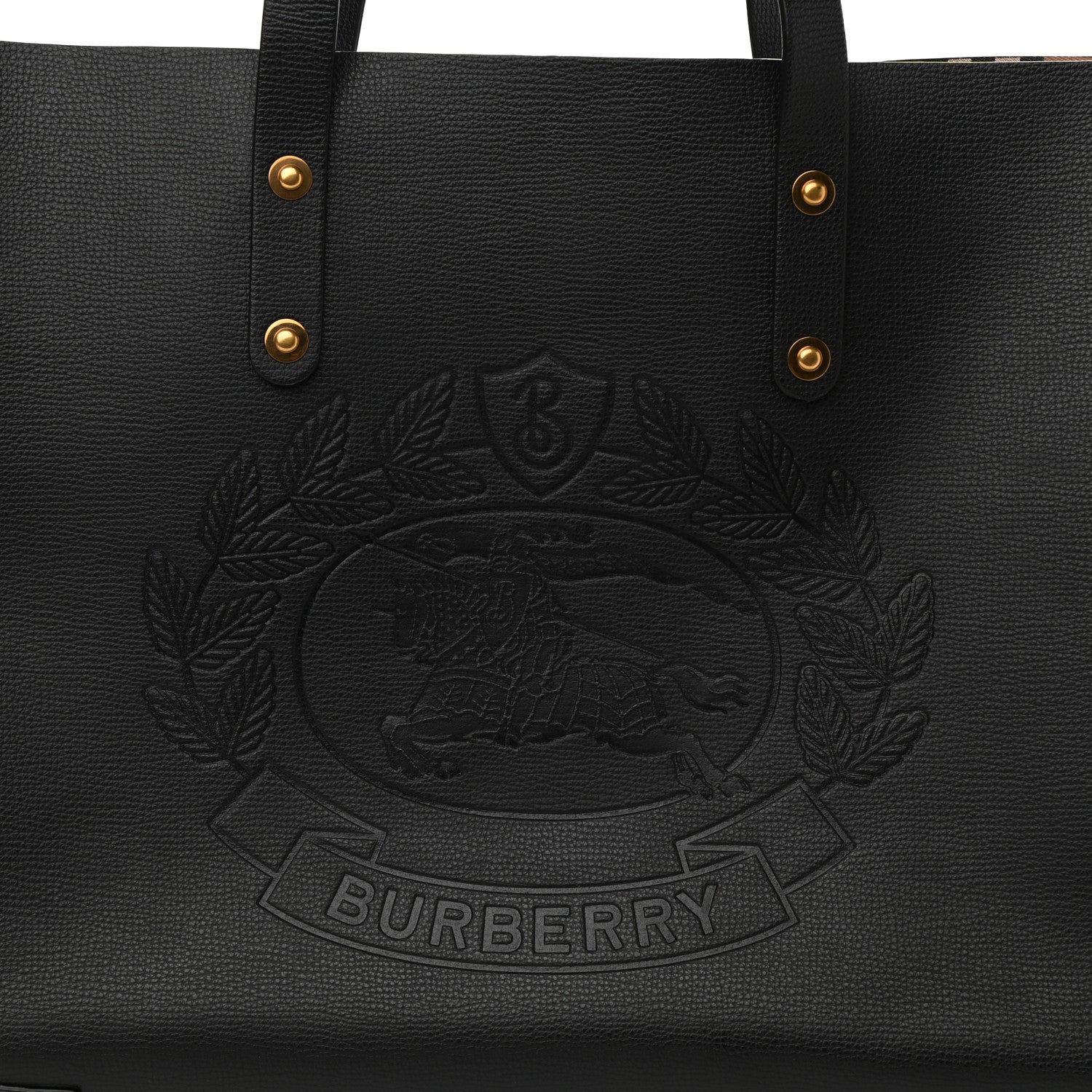 Burberry Calfskin Embossed Crest Medium Tote Black 7 of 9
