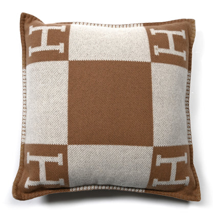 Hermes Wool Cashmere Avalon Pillow PM Ecru Camel 2 of 3