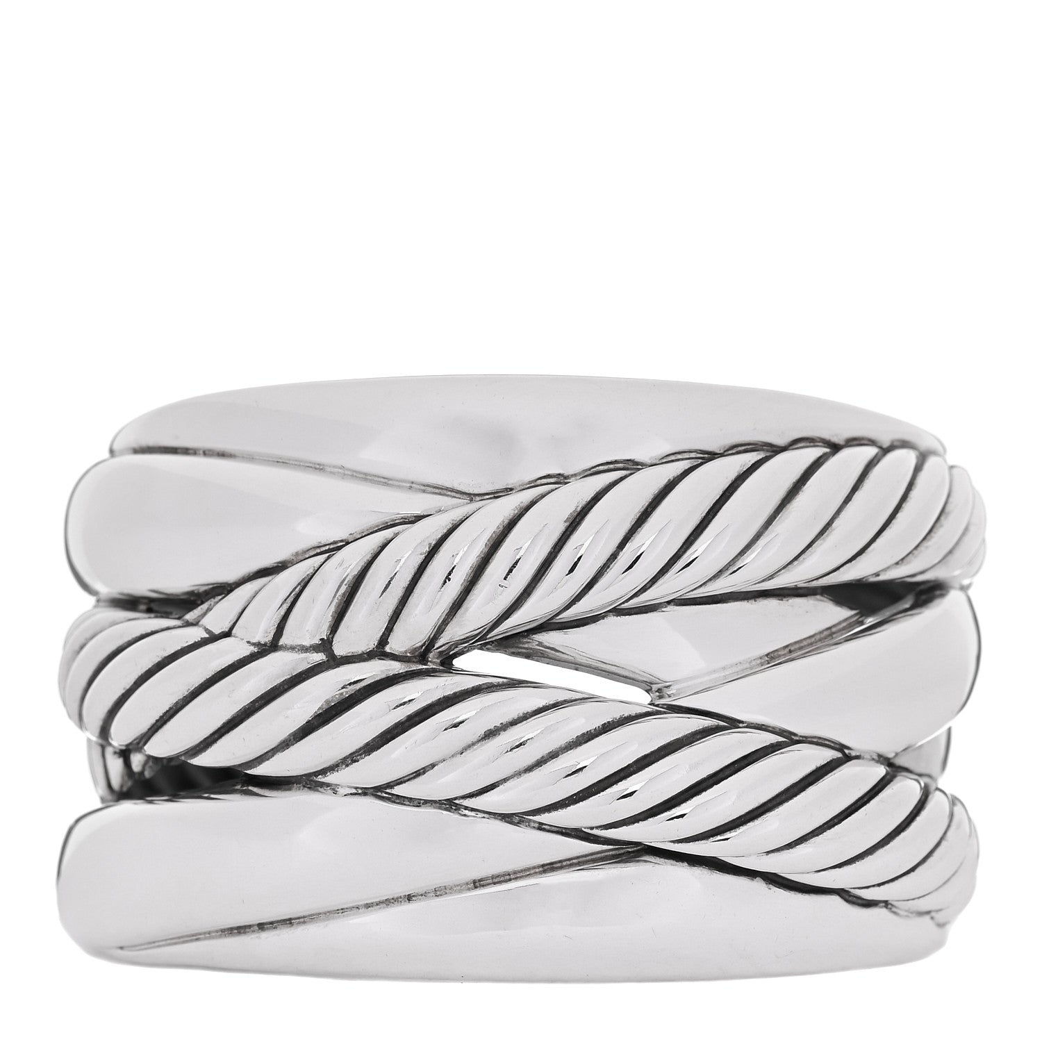 David Yurman Sterling Silver Crossover Cuff Bracelet 1 of 3