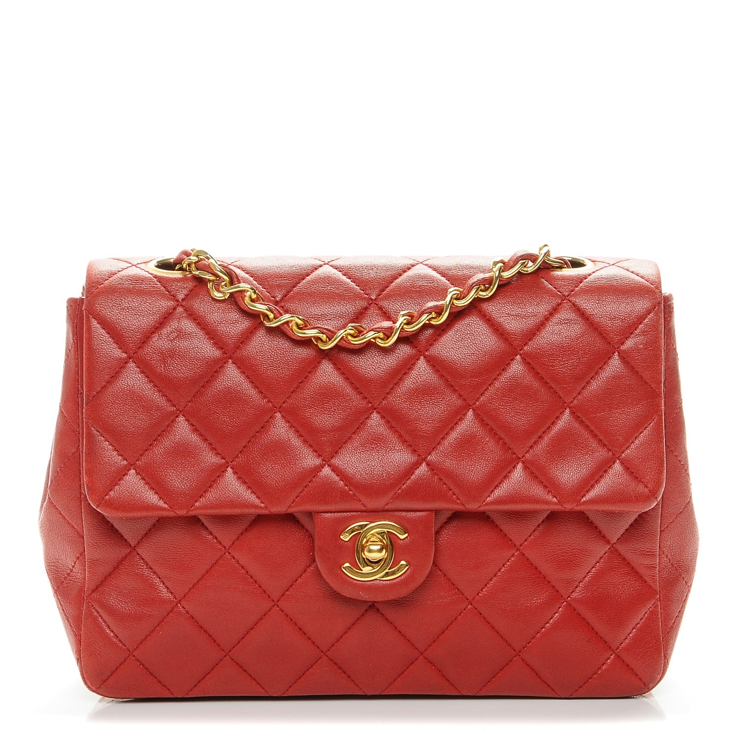 Chanel Lambskin Quilted Small Single Flap Red 1 of 8