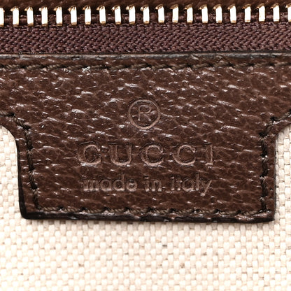 Gucci Monogram Jumbo GG Textured Dollar Calfskin Web Medium Ophidia Shopping Tote Camel Ebony 6 of 9
