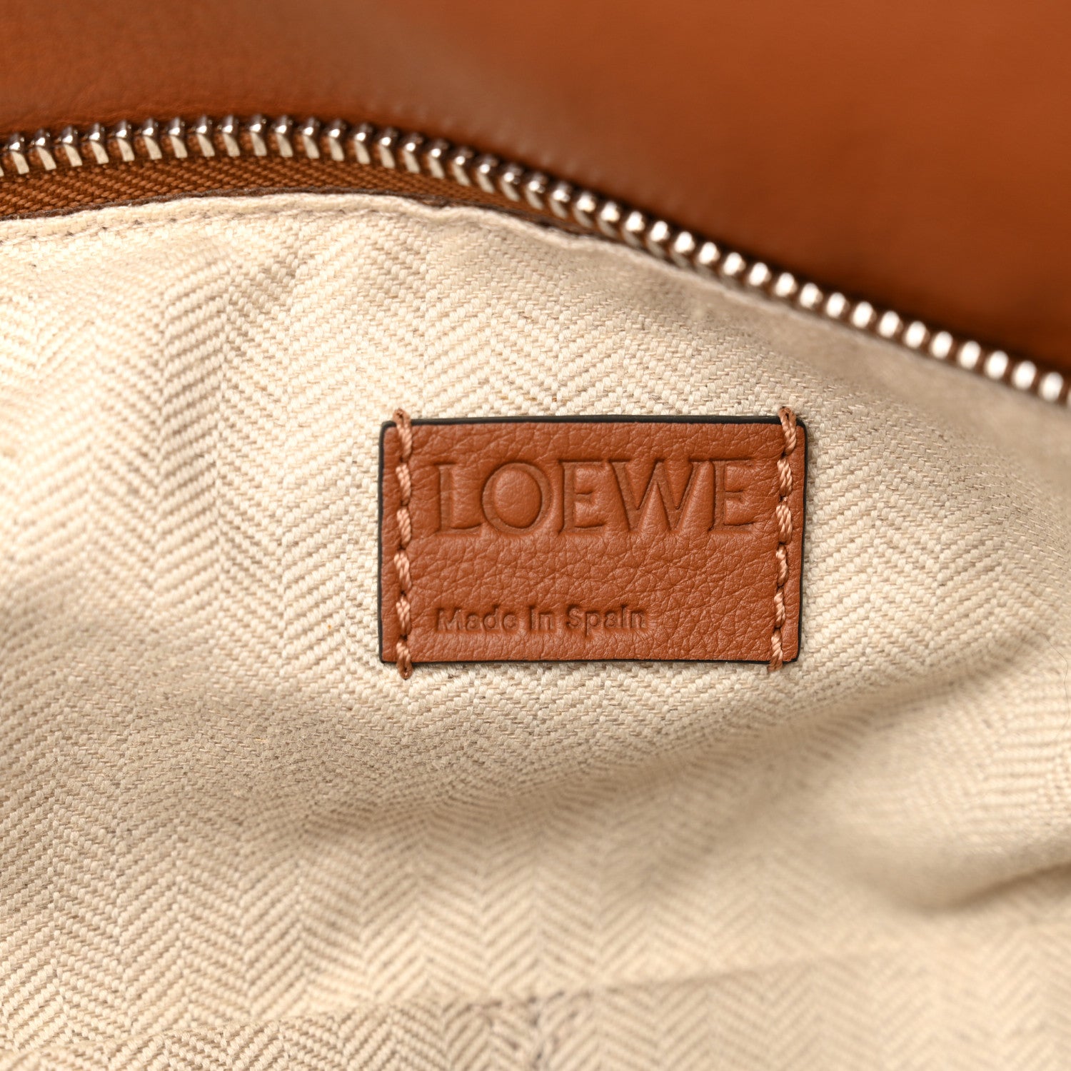 Loewe Calfskin Crochet Trim Medium Puzzle Bag Tan 6 of 11