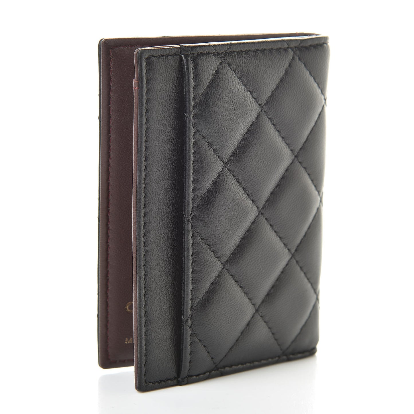Lambskin Quilted Card Holder Wallet Black