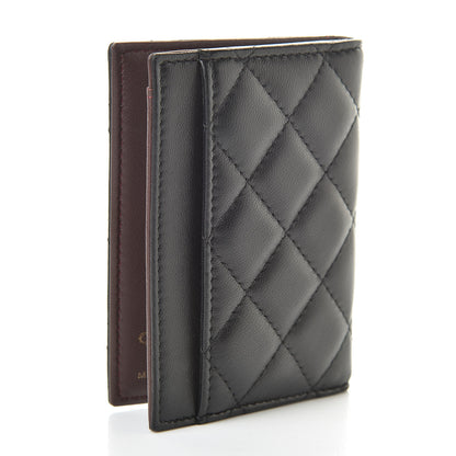 Chanel Lambskin Quilted Card Holder Wallet Black 3 of 8