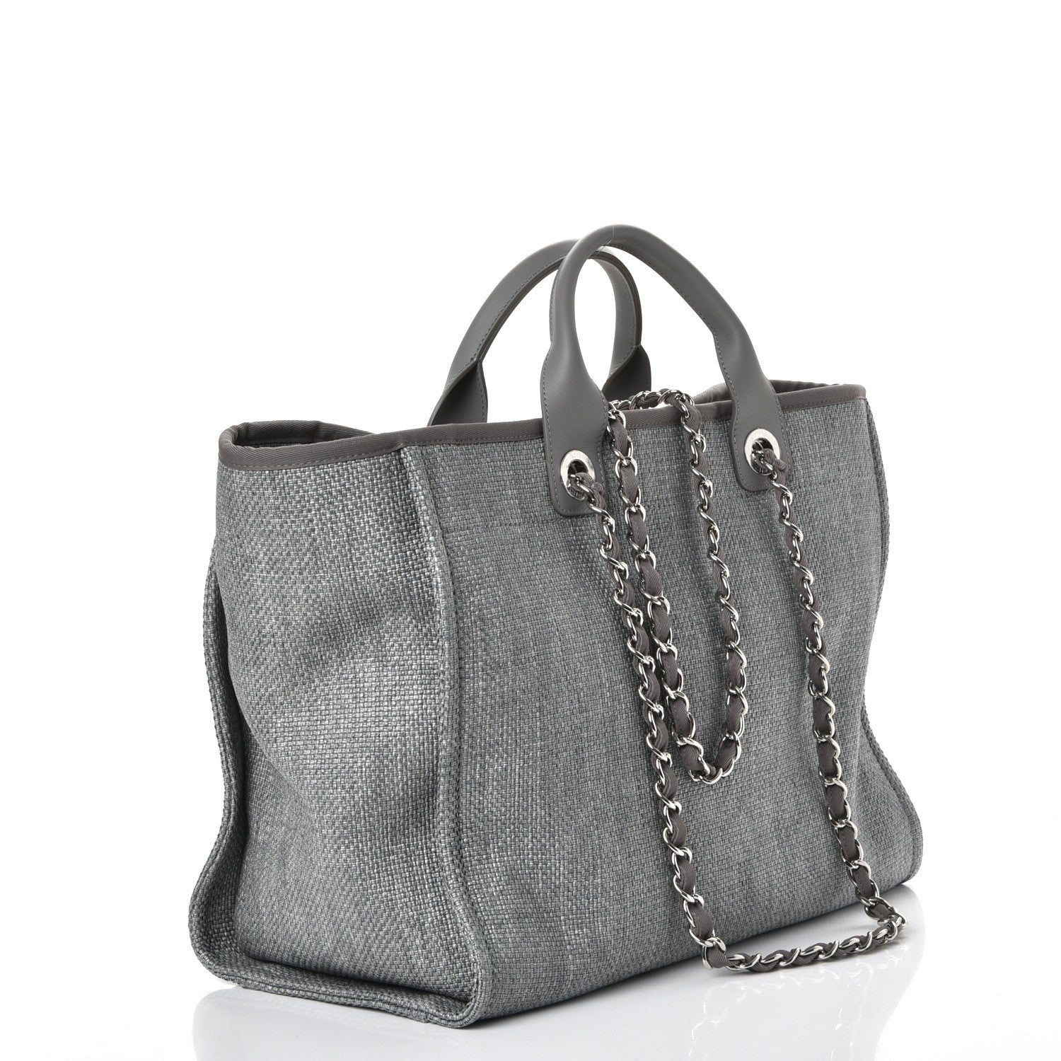 Chanel Woven Straw Raffia Large Deauville Tote Grey 3 of 7