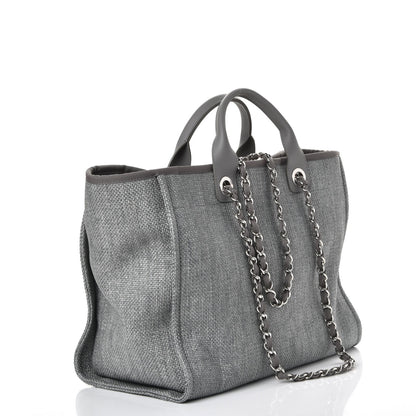 Chanel Woven Straw Raffia Large Deauville Tote Grey 3 of 7