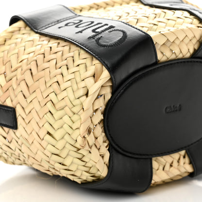Chloe Raffia Smooth Calfskin Small Sense Basket Black 9 of 11