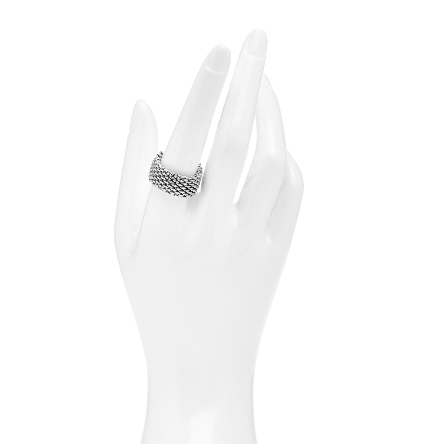 Tiffany Sterling Silver Somerset Mesh Ring 58 8.5 2 of 4