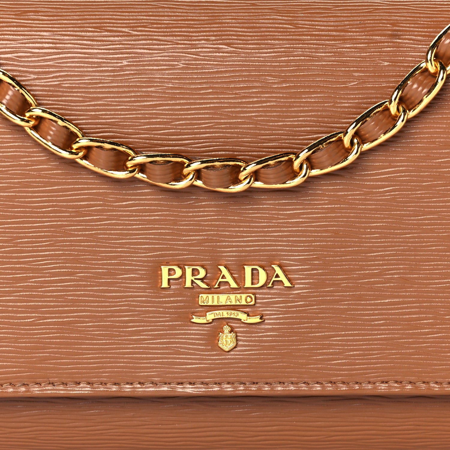 Prada Vitello Move Chain Wallet Caramel 7 of 9