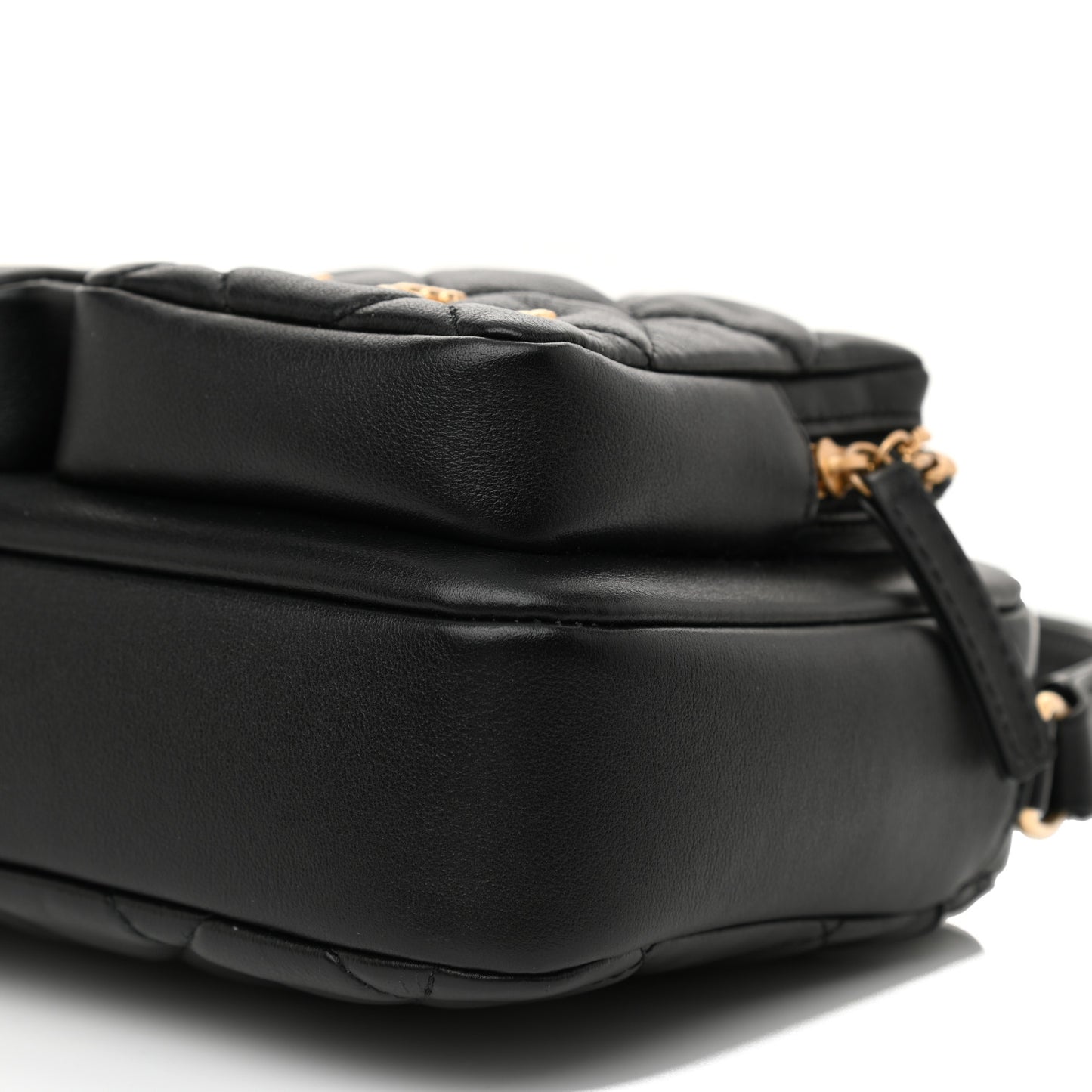 Calfskin Quilted Small Camera Case Black