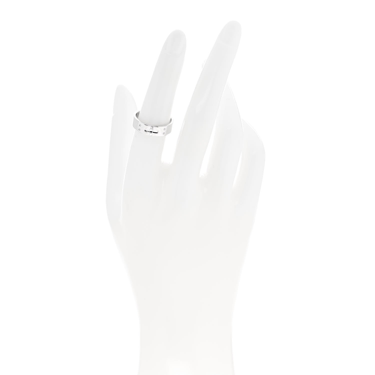 Hermes 18K White Gold Diamond PM Kelly Ring 53 6.5 2 of 5