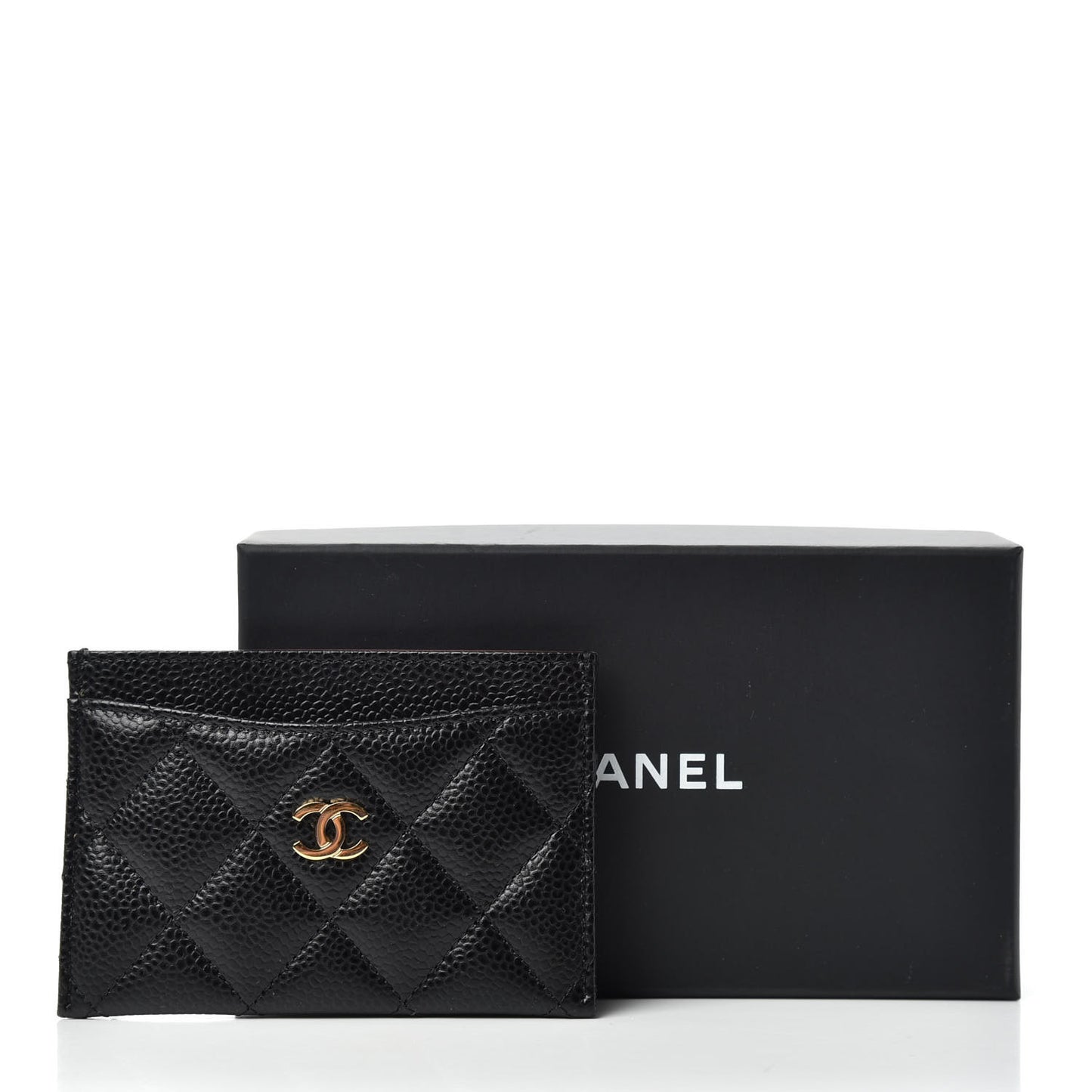 Caviar Quilted Card Holder Black