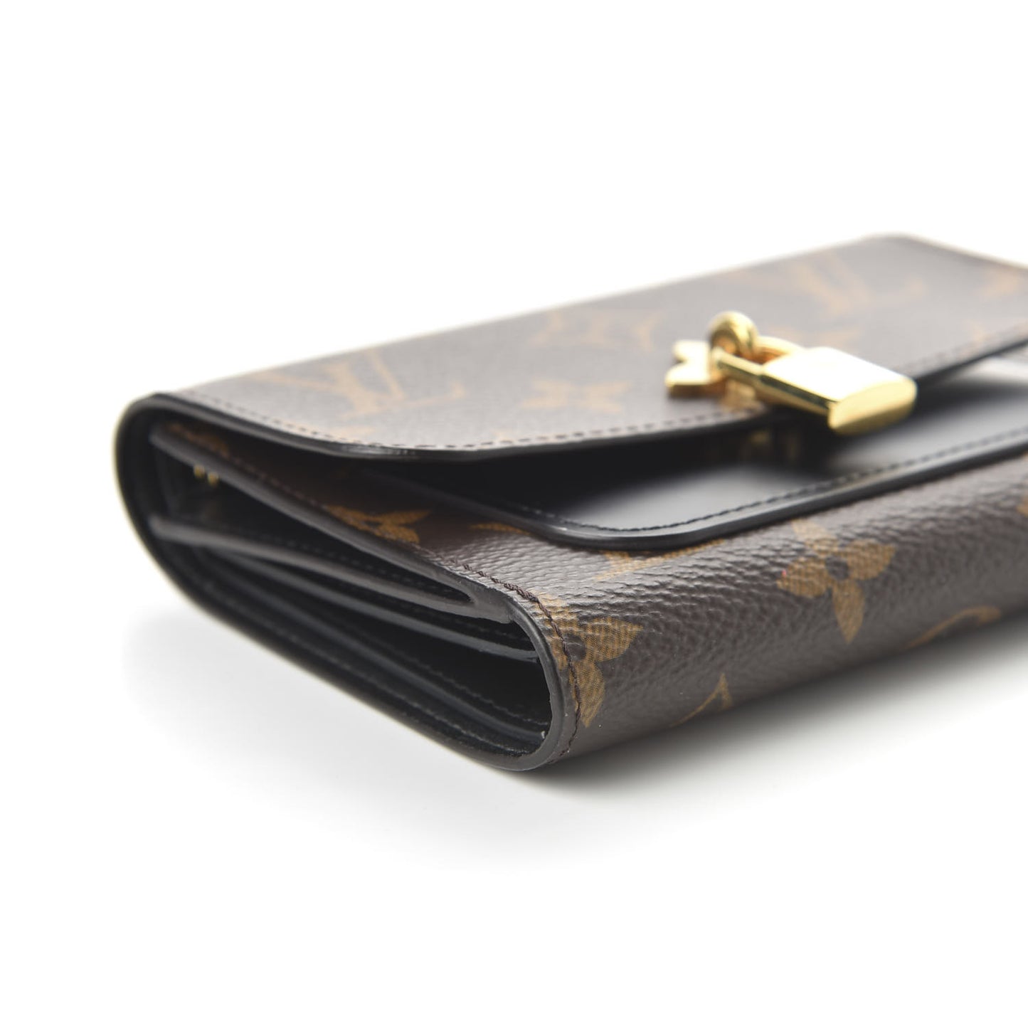 Monogram Flower Lock Compact Wallet Black