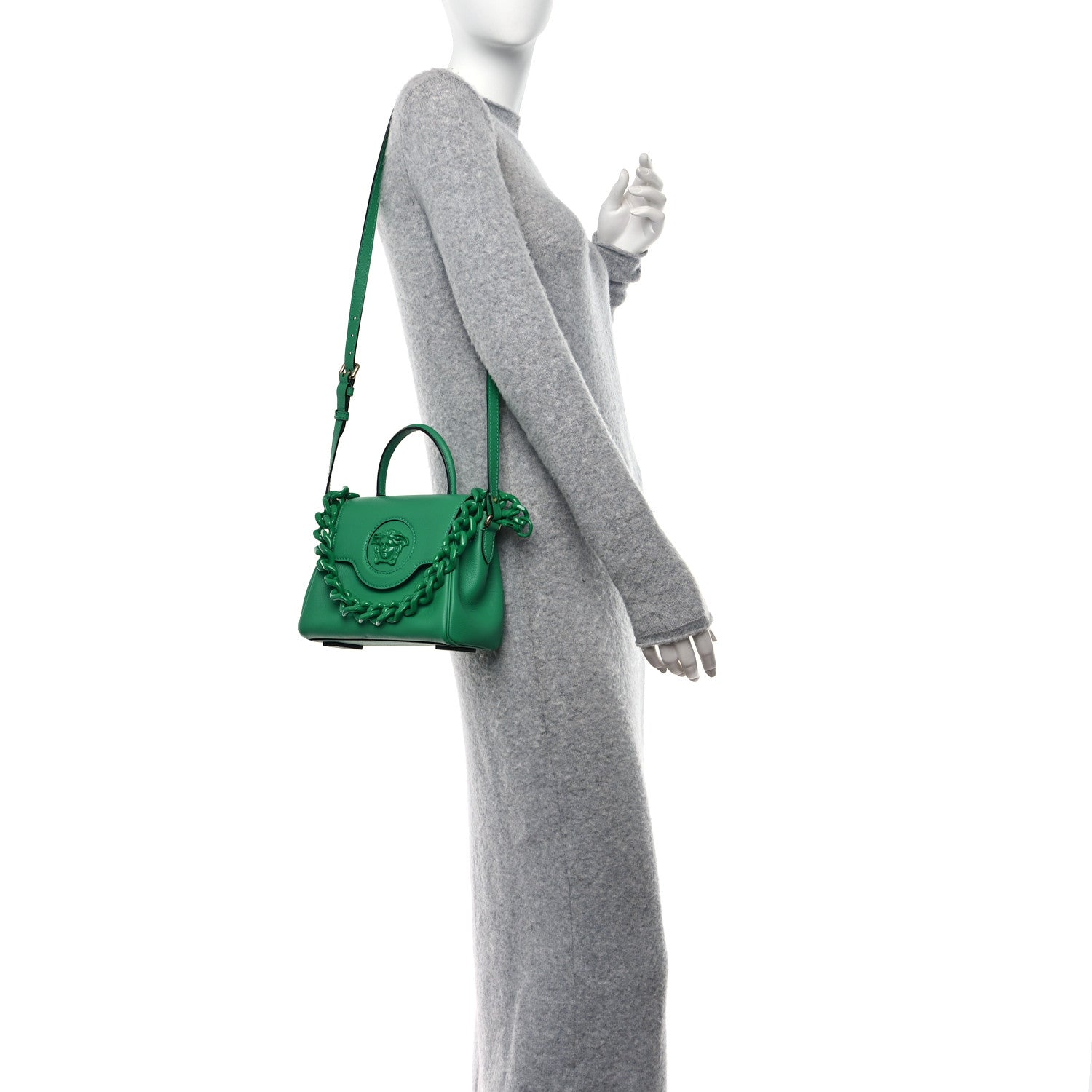 Versace Grained Calfskin Small La Medusa Bag Green 2 of 12