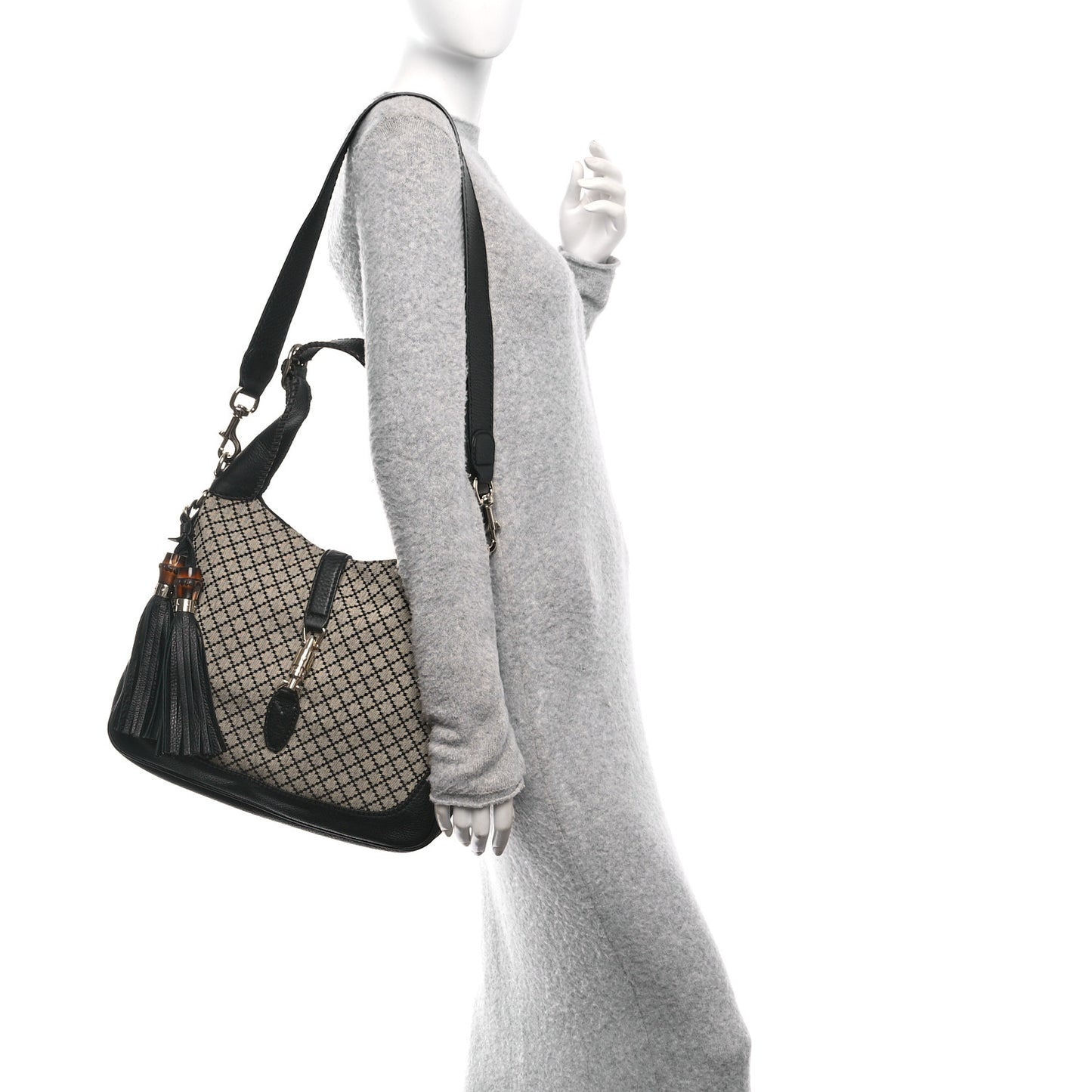 Diamante Medium New Jackie Shoulder Bag Black
