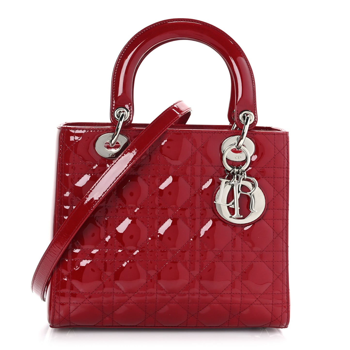 Patent Cannage Medium Lady Dior Red