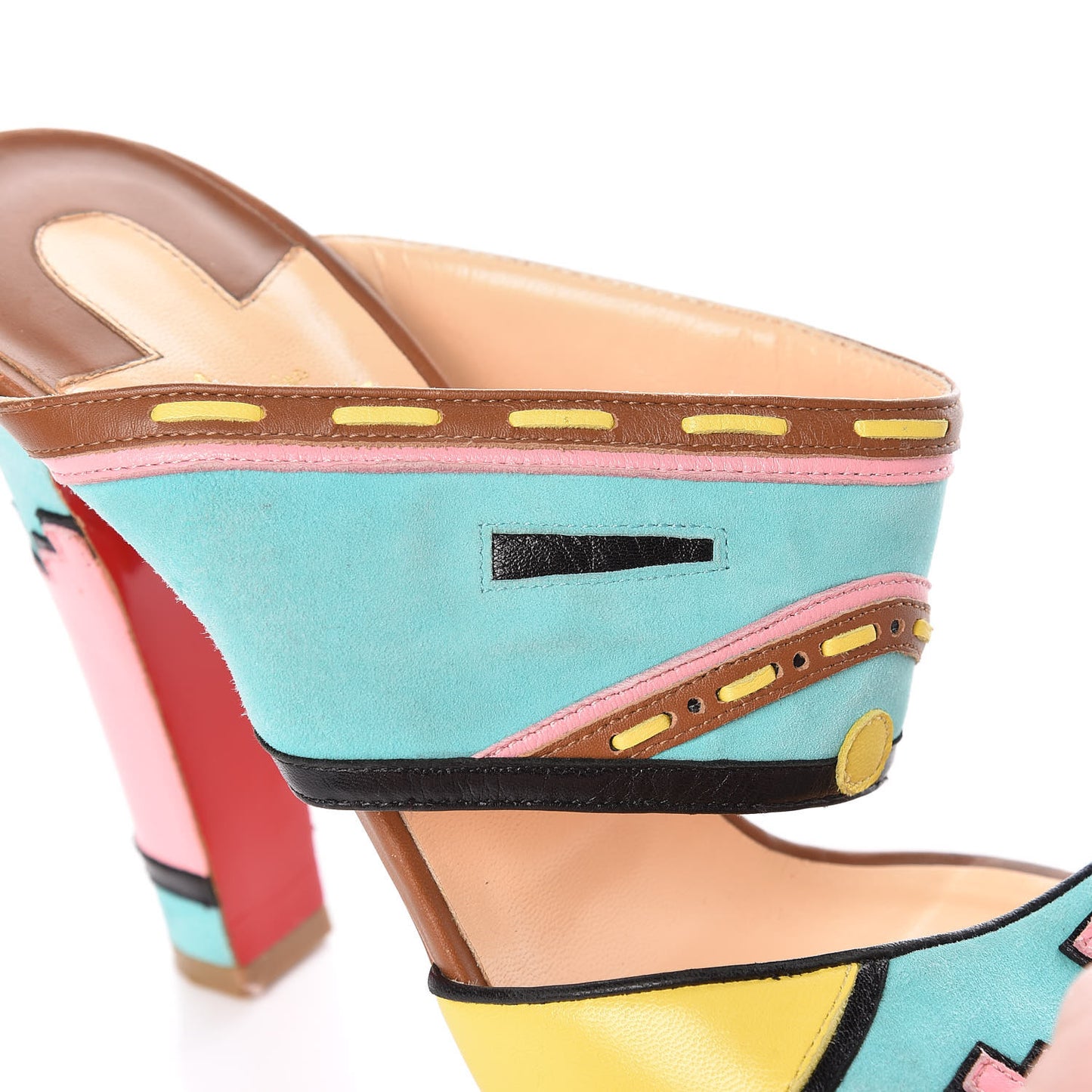 Suede Zunika 120 Slide Sandals 38 Turquoise Multicolor