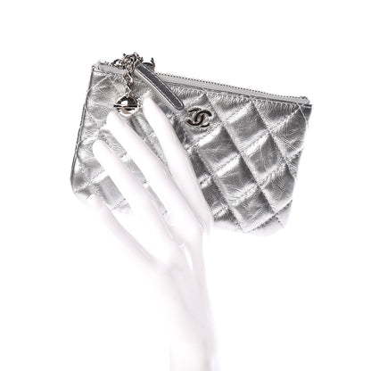 Chanel Metallic Calfskin Quilted Small Cosmo Cosmetic Case Silver 2 of 10
