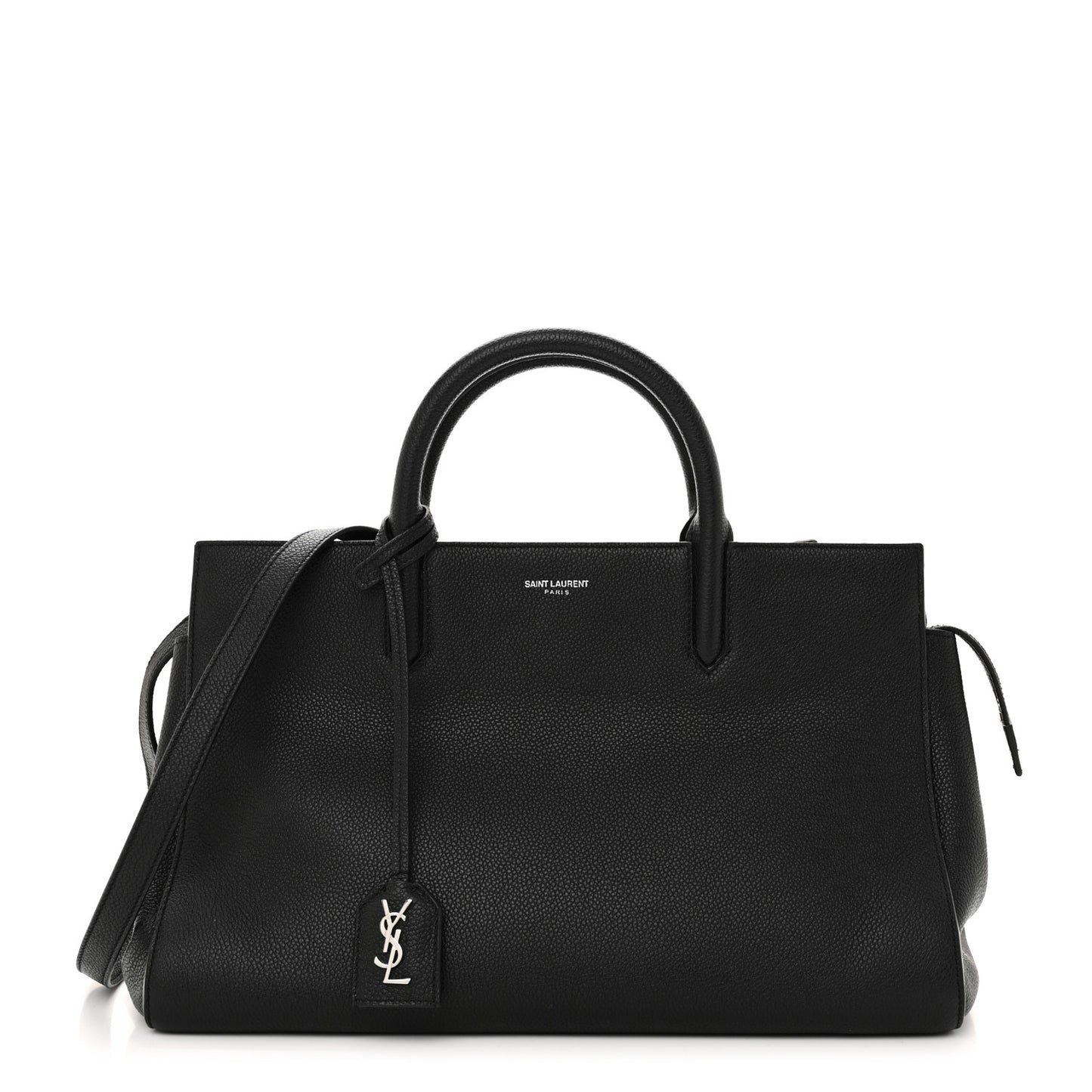 Grained Calfskin Small Cabas Rive Gauche Black