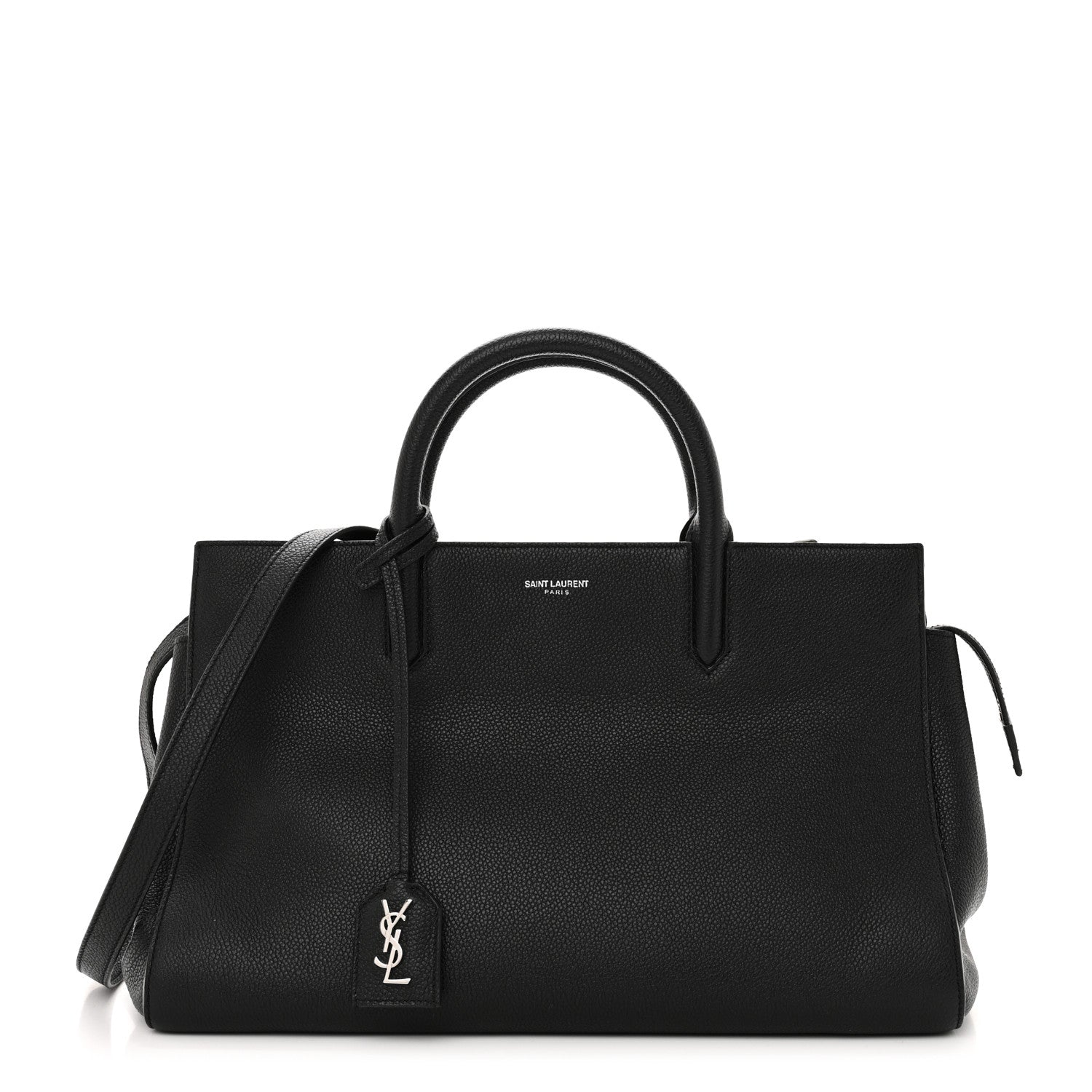 Saint Laurent Grained Calfskin Small Cabas Rive Gauche Black 1 of 9