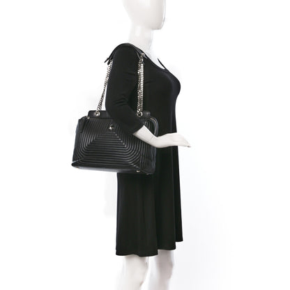 Fendi Shiny Nappa Trapuntata DotCom Chain Satchel Black 2 of 12