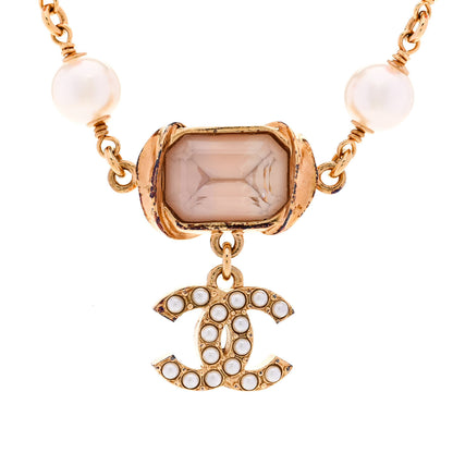 Chanel Crystal Pearl Bead CC Choker Gold Pink 4 of 6