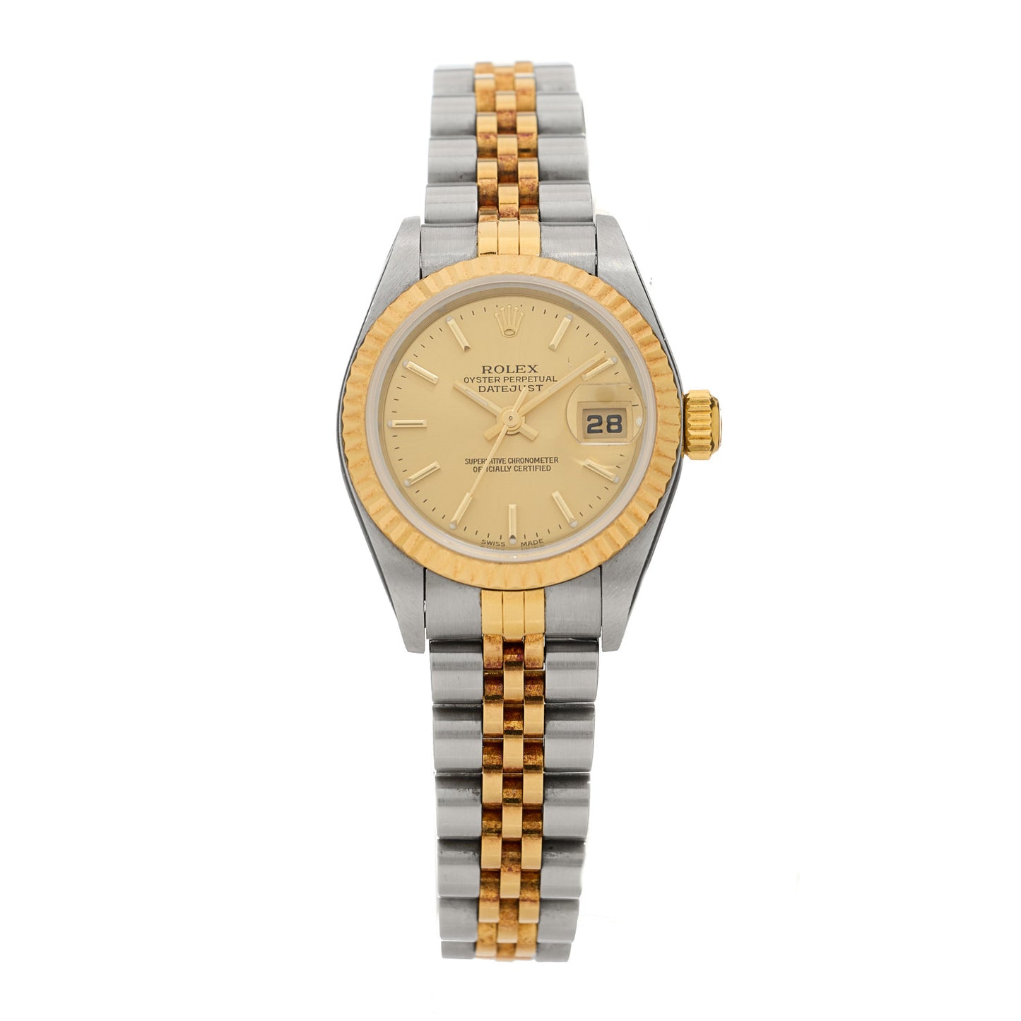 Stainless Steel 18K Yellow Gold 26mm Oyster Perpetual Datejust Watch Champagne 79173