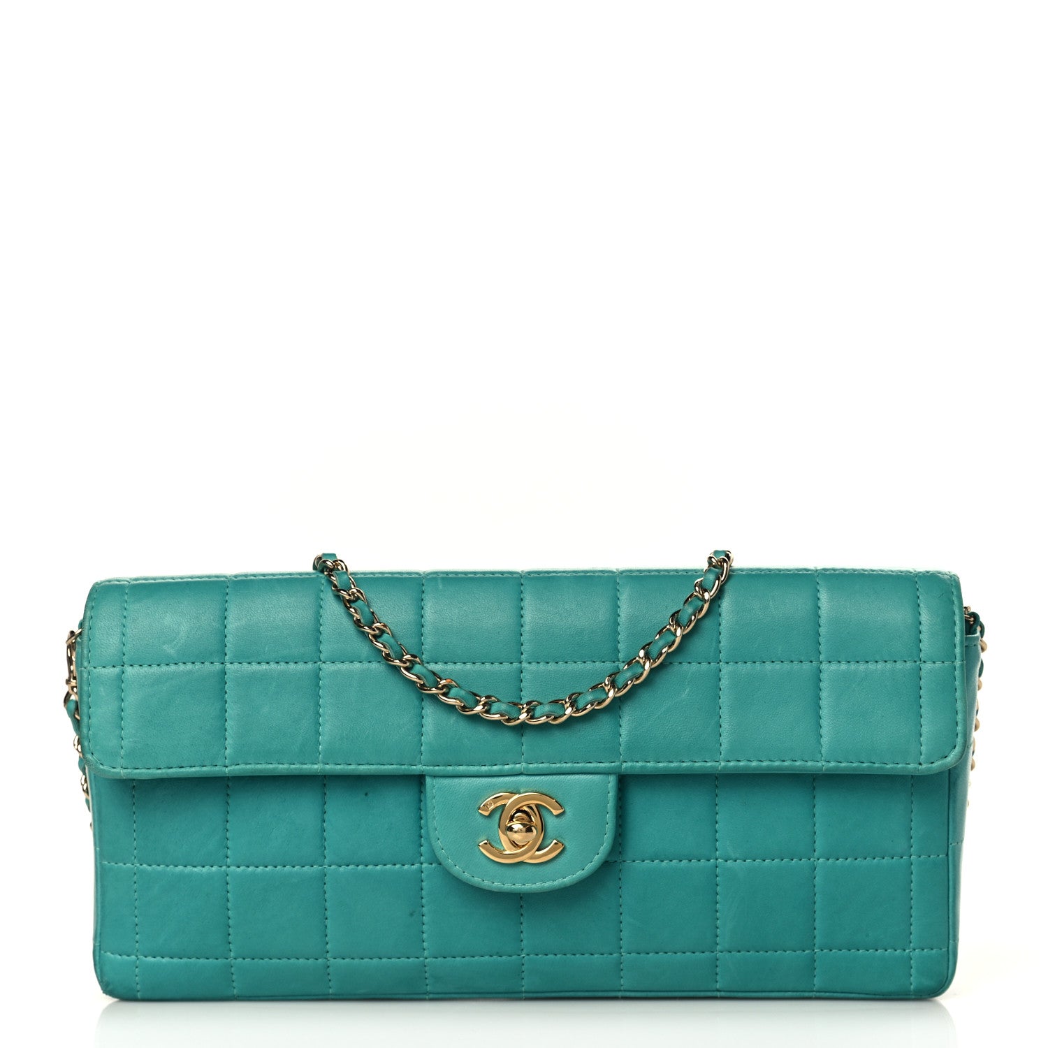 Chanel Lambskin East West Chocolate Bar Flap Turquoise 1 of 11