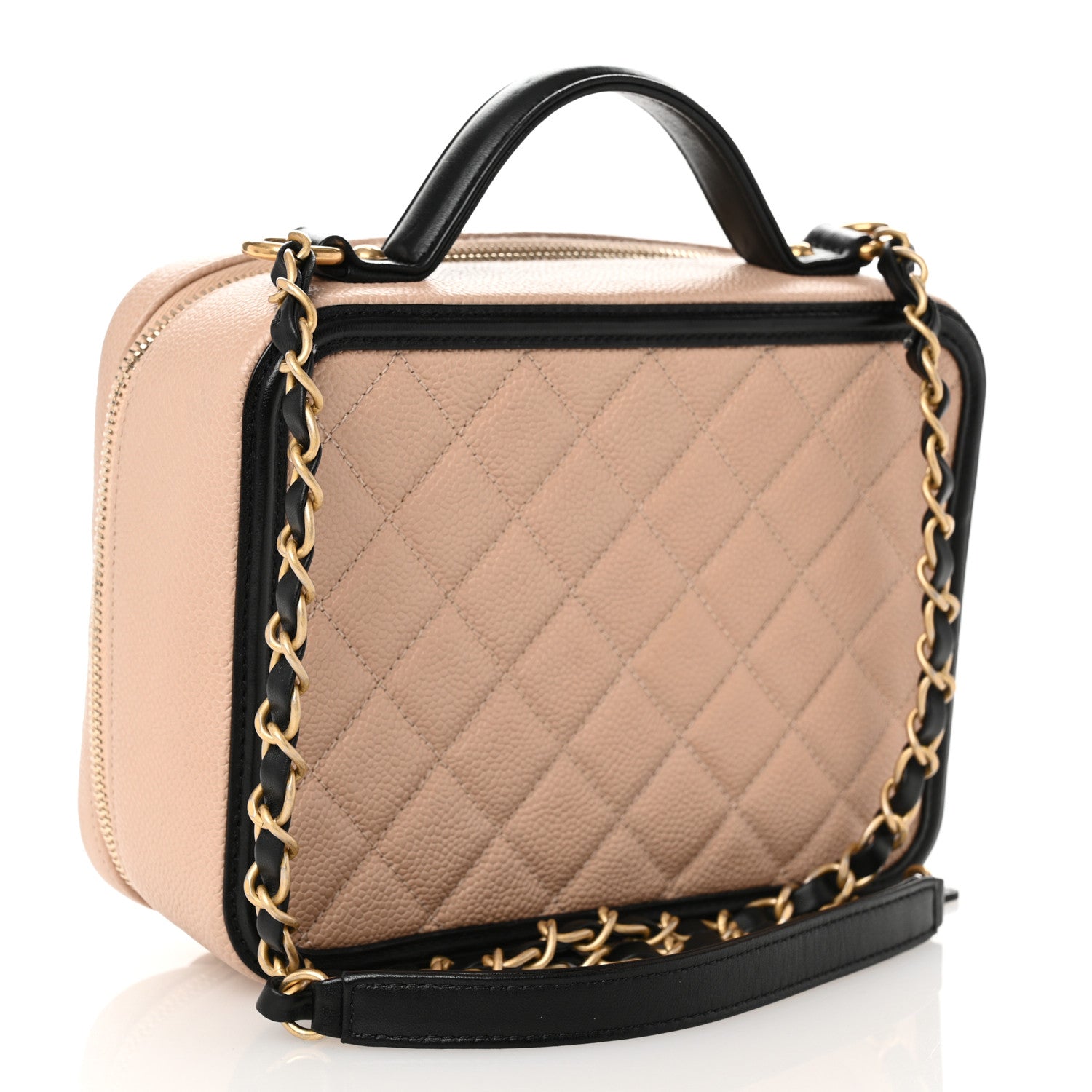 Chanel Caviar Quilted Medium CC Filigree Vanity Case Beige Black 3 of 10