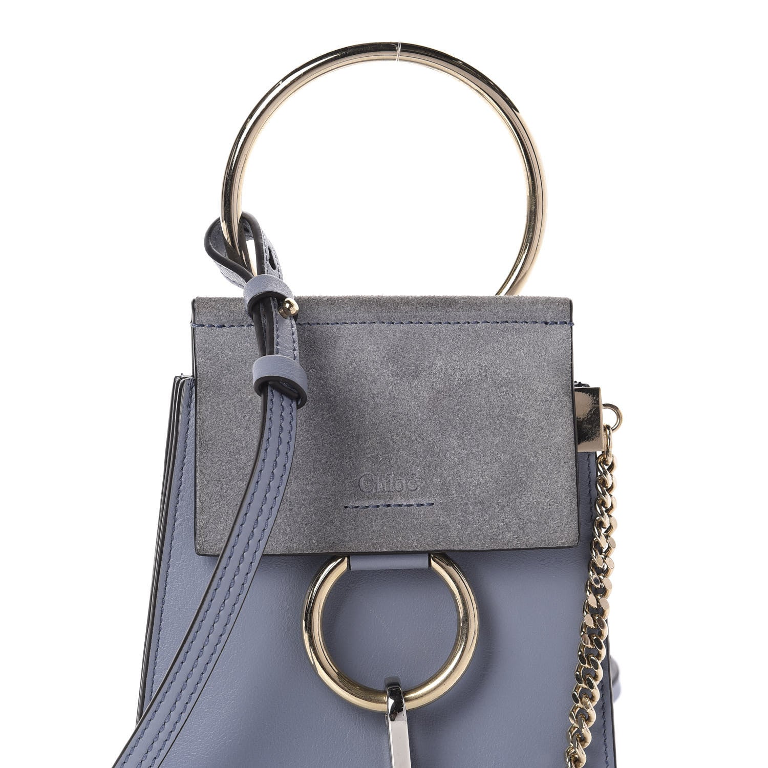 Chloe Suede Calfskin Mini Faye Bracelet Bag Washed Blue 10 of 10