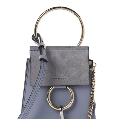 Chloe Suede Calfskin Mini Faye Bracelet Bag Washed Blue 10 of 10