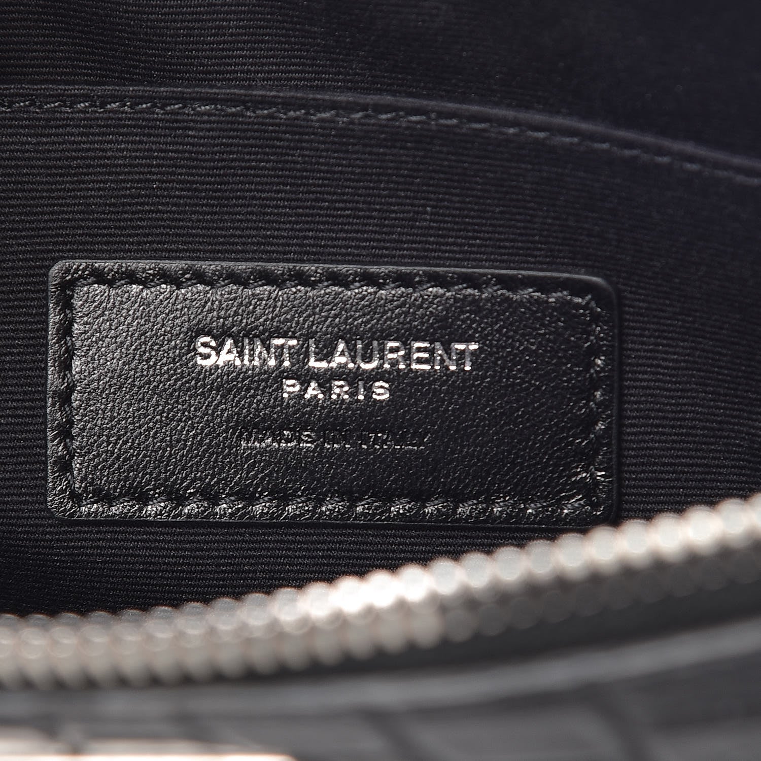 Saint Laurent Calfskin Crocodile Embossed Document Holder Black 7 of 8