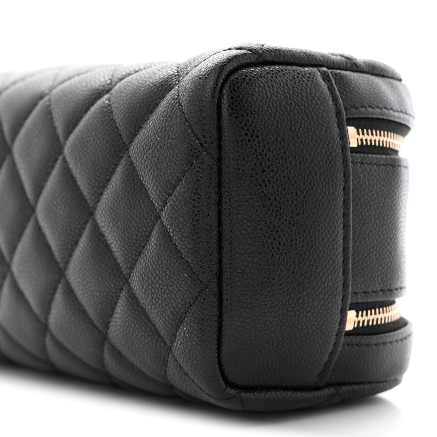 Chanel Caviar Quilted Double Zip Pouch Cosmetic Case Black 10 of 10